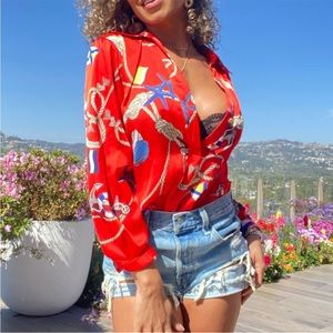 Red Sailor Print Zara Top